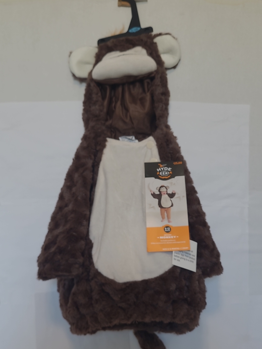 Kids Plush Brown Monkey Costume Hoodie with Cream Belly